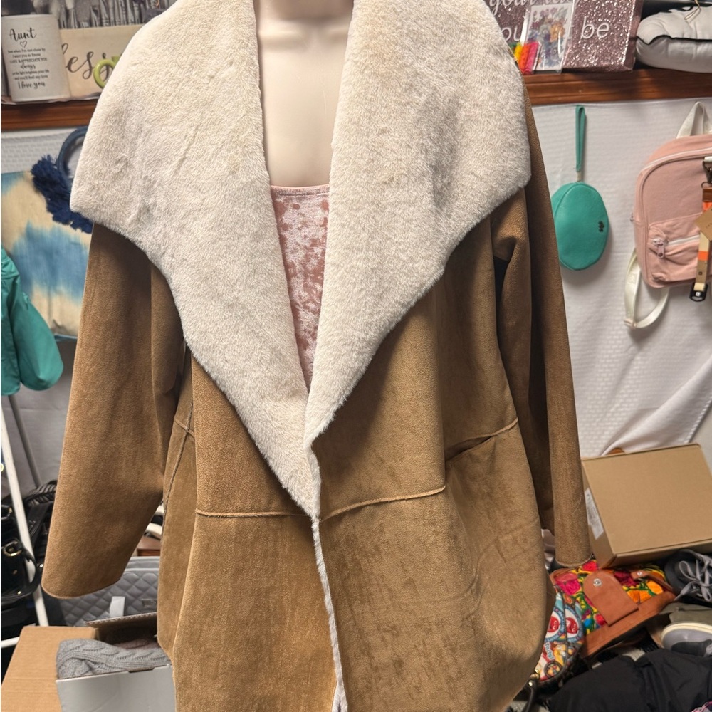 Bagatelle Tan Teddy Jacket with Cream Collar